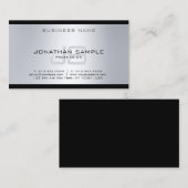 Cool Monogram Silver Modern Plain Luxury Elegant Visitekaartje (Voorkant / Achterkant)