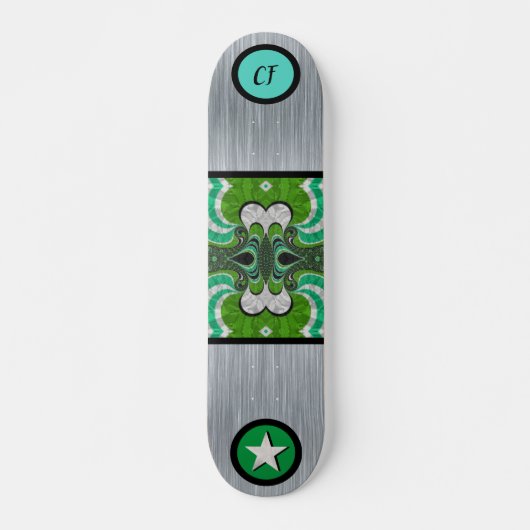 Cool Monogramed Geometric Silver Skateboard (Voorkant)