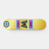 Cool Monogrammed Butterfly "Live Free" Skateboard (Horizontaal)
