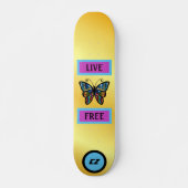 Cool Monogrammed Butterfly "Live Free" Skateboard (Voorkant)