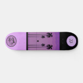 Cool Monogrammed Paars Tropisch Skateboard (Horizontaal)