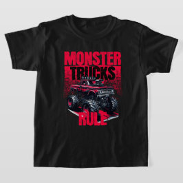 Cool Monster Truck Zwart en Rood T-shirt