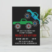 Cool Monster Trucks Invitations de fête d'annivers (Debout devant)