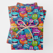 Cool monsterfeest unisex kinder inpakpapier vel (In situ)