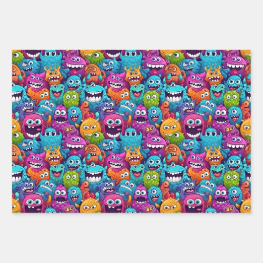 Cool monsterfeest unisex kinder inpakpapier vel (Voorkant)