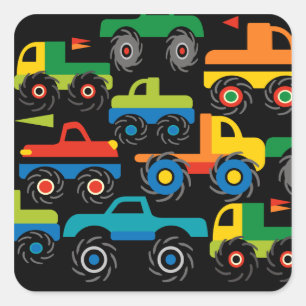 Cool Monsters Trucks Transport Gifts for Boys Vierkante Sticker