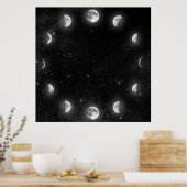 Cool Moon Phases Poster (Keuken)
