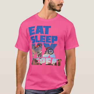 Cool Motorcross Eet Slaap BMX Herhaal T-shirt