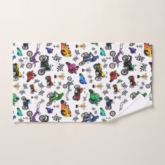 Cool Motorcycle Illustrations Motif (Serviette à main)