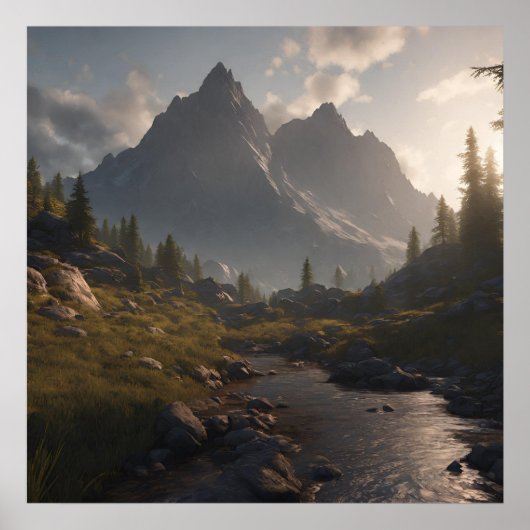 Cool Mountain Landscape AI Art Poster (Voorkant)