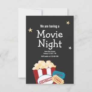 Cool  Movie night Popcorn uitnodiging