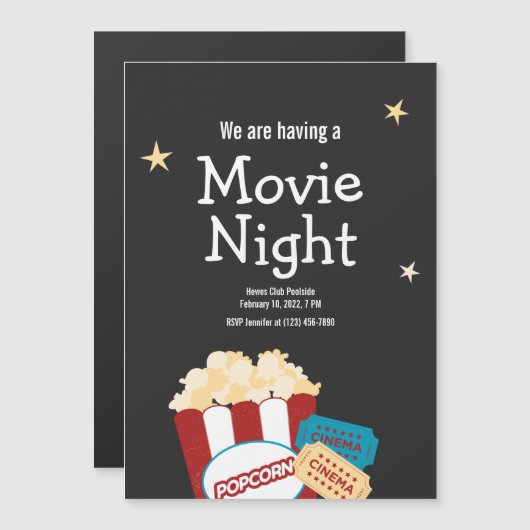 Cool  Movie night Popcorn uitnodiging (Voorkant / Achterkant)