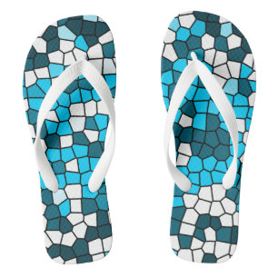Cool mozaïekpatroon l Trendy blauw l Zomer Teenslippers