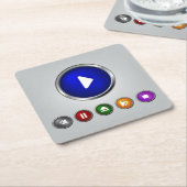 Cool MP3 Player Button Set Vierkante Kartonnen Onderzetter (Schuin)