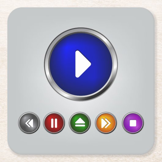 Cool MP3 Player Button Set Vierkante Kartonnen Onderzetter (Voorkant)
