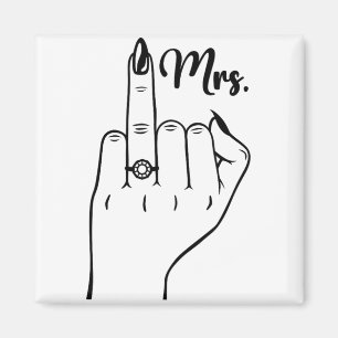 Cool Mrs. Just Married Wife Wedding Finger Ring Ba Magneet
