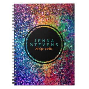 Cool Multicolor Retro Glitter & Sparkles Patroon 2 Notitieboek