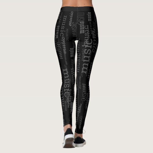 Cool Music Pattern Black Leggings (Achterkant)