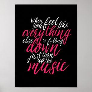 Cool Music Quote Hand Lettering Calligraphy Poster