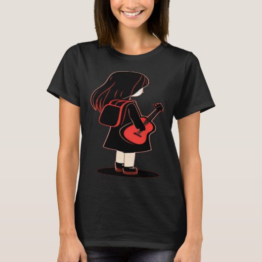 Cool musical Guitar Girl T-shirt (Voorkant)