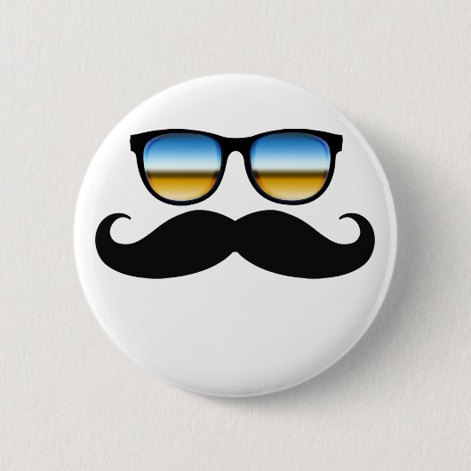 Cool Mustache onder Shades Ronde Button 5,7 Cm (Voorkant)