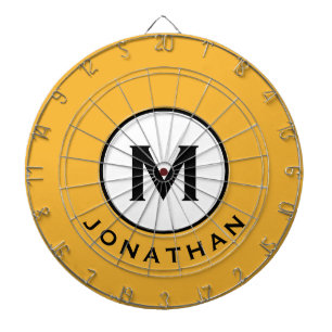 Cool Mustard Yellow Monogram Naam Dartbord