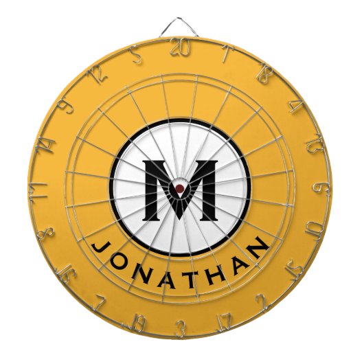 Cool Mustard Yellow Monogram Naam Dartbord (Voorkant)