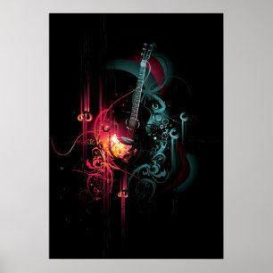 Cool Muziek Grafisch met Guitar Poster