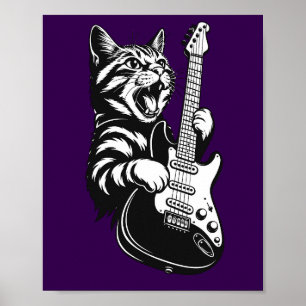 Cool Muziek Liefde Rock Kat die Elektrische Gita Poster