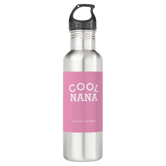 Cool Nana Wit Roze Aangepaste Naam Moederdag Waterfles (Voorkant)