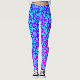 Cool Neon Blue en Paarse dierenprint Wildlife Leggings