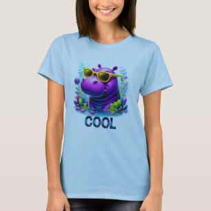 Cool Neon Nijlpaard Ligt in het Moeras T-shirt