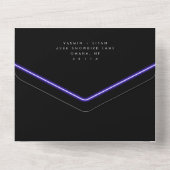 Cool Neon Paarse gloed zwart moderne bruiloft All In One Uitnodiging (Achterkant)