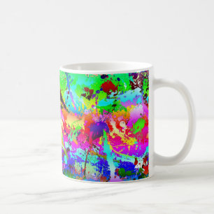 Cool Neon Rainbow Splatter Koffiemok