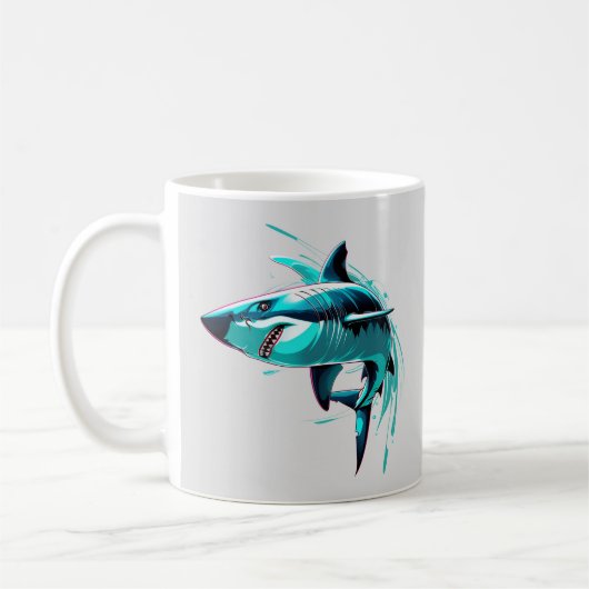 Cool Neon Shark Mug - Art océanique (Gauche)