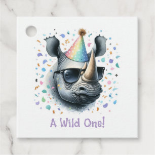 Cool Neushoorn "Wild One" Verjaardag Bedankjes Labels
