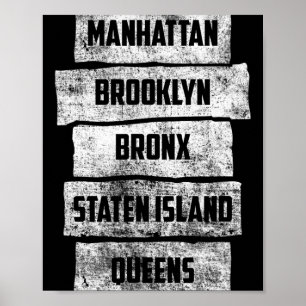 Cool New York City 5 wijken, New York New York C Poster