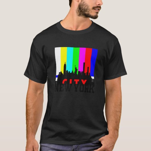 Cool New York City met TV Test Signal Illustration T-shirt (Voorkant)