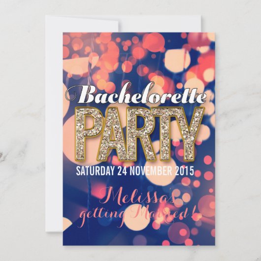 Cool Night Lights Bachelorette Party Invitations (Devant)