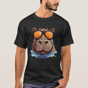 Cool Nijlpaard Met Zonnebril Voor Grappig T-shirt