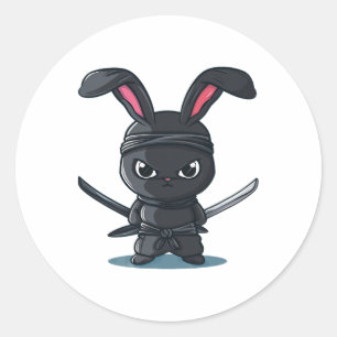 Cool Ninja Bunny-kostuum voor grappige Samurai Pas Ronde Sticker