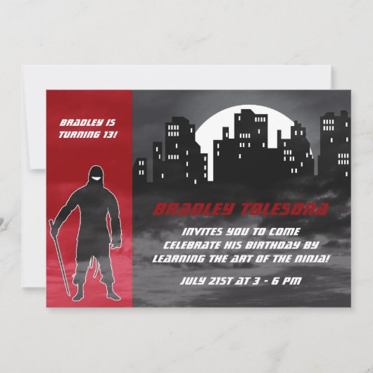 Cool Ninja dans la ville Invitation d'anniversaire (Devant)