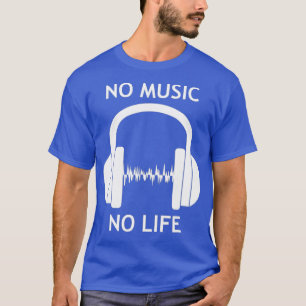 Cool No Music No Life DJ Hoofdtelefoon Hartslag T-shirt