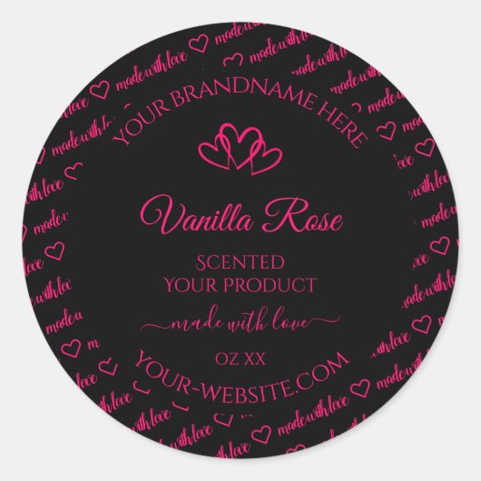 Cool Noir Rose Mot Cloud Produit Coeurs Étiquette (Devant)