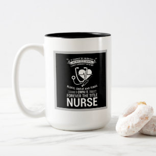 cool Nurse titel woord kunst monogram toevoegen Tweekleurige Koffiemok
