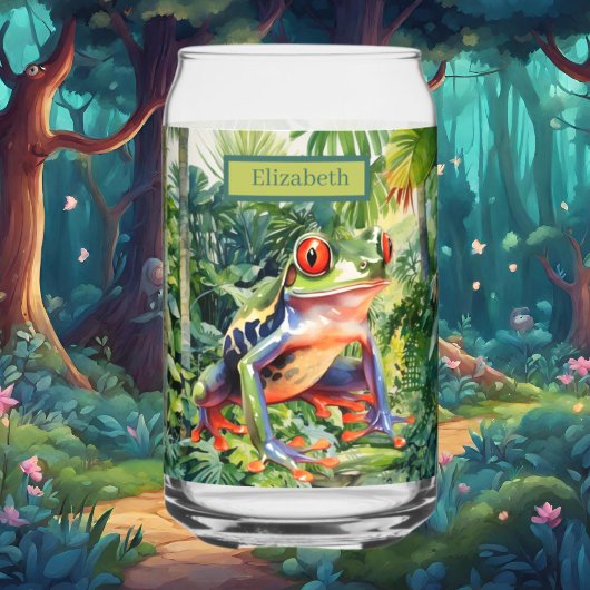 Cool Oerwoud tree frog lovers voeg naam toe Blikvorm Glas