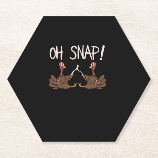 Cool Oh Snap! _ Grappig Turkije met Wishbone Thank Kartonnen Onderzetters (Voorkant)