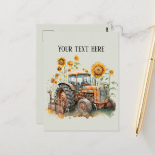 Cool old Farmers tractor tekst toevoegen Briefkaart