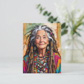 Cool Old Lady in Dread Locks Hippie Woman Briefkaart (Staand voorkant)