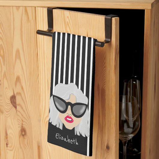 Cool oma met bril Custom Name Theedoek (Derde Gevouwen)